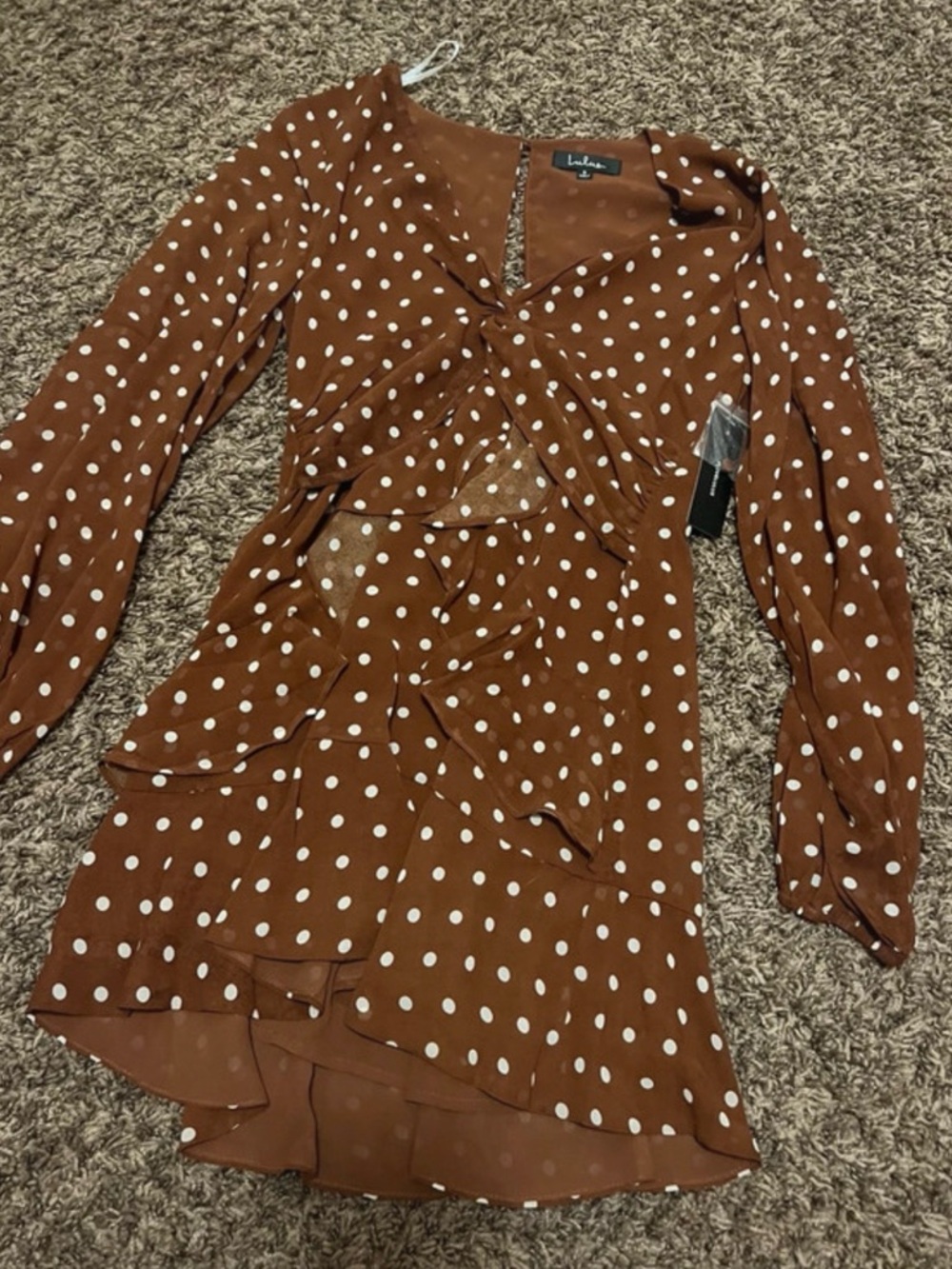 Lulus Rust Brown Polka Dot Dress